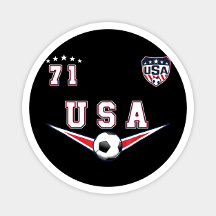 American USA Flag Soccer Jersey Favorite Lucky Number 71 Women Men Magnet